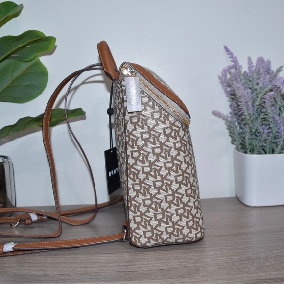 $228 NEW! DKNY BROWN MONOGRAM LOGO BRADEE BACKPACK main image 4